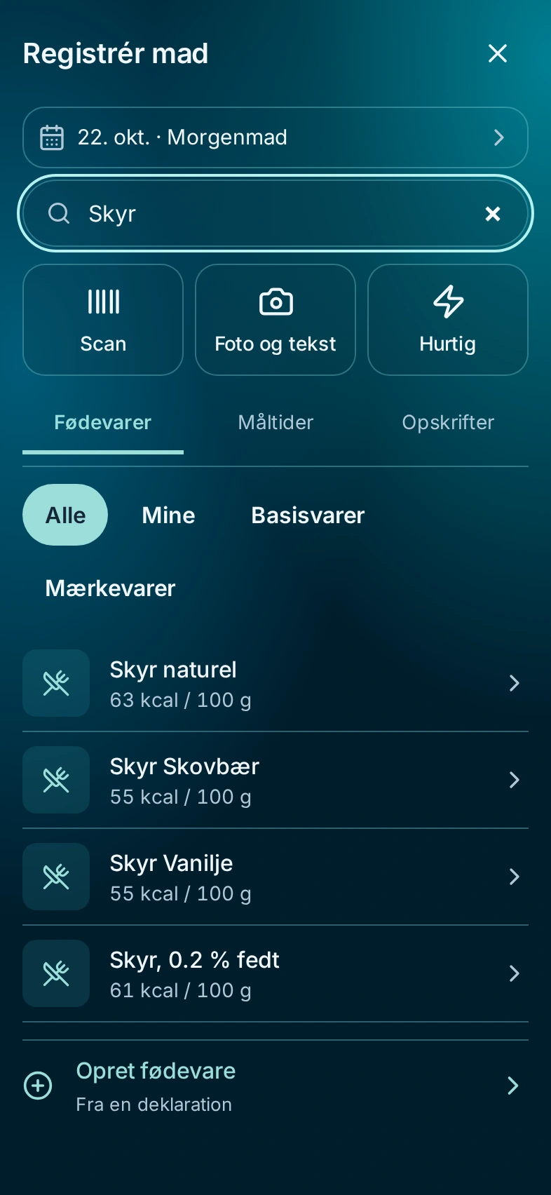 Søg fødevare