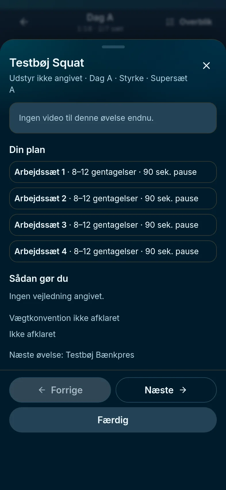 Øvelsesdetalje