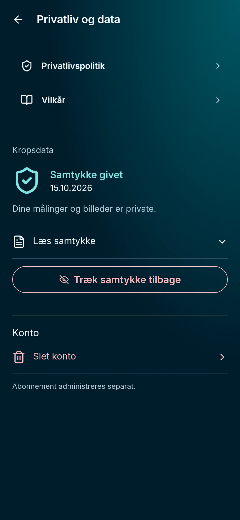Privatliv og data