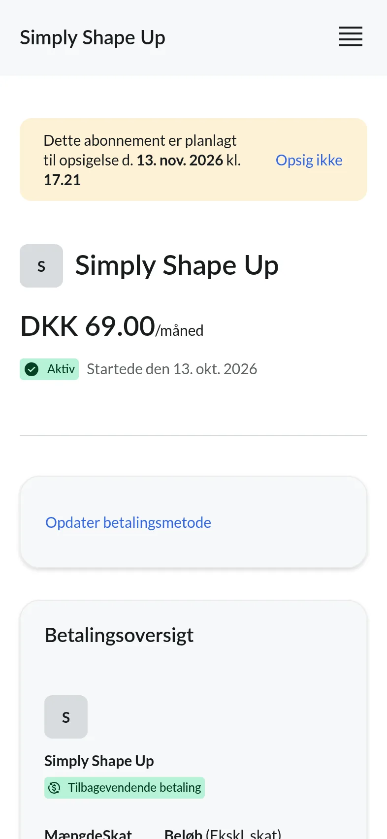 Abonnement i testmiljø