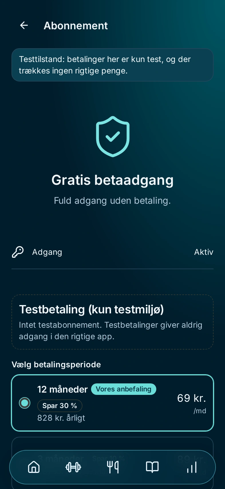 Abonnement i testmiljø med gratis betaadgang