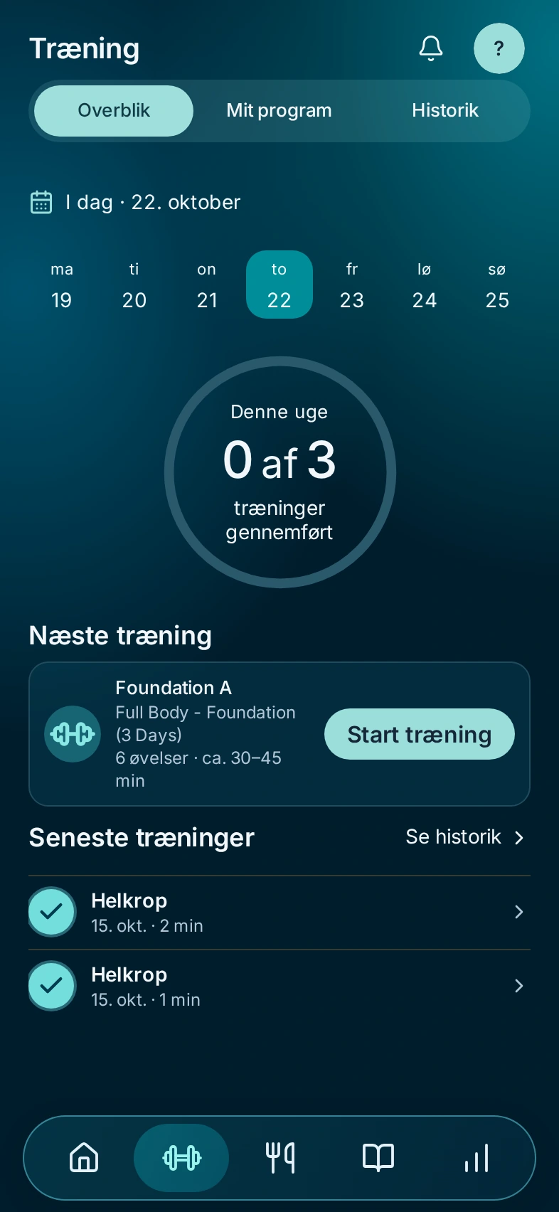 Træning · overblik